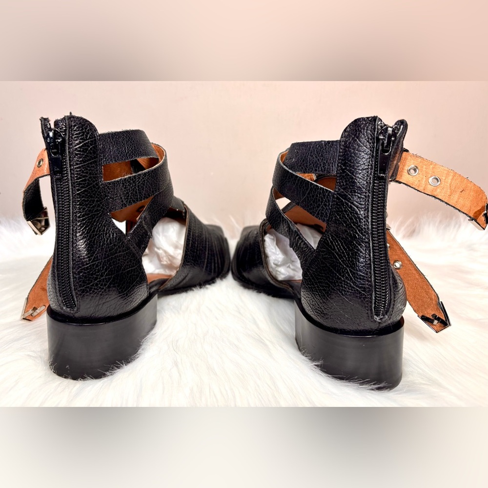 JEFFREY CAMPBELL Woven Leather Ankle Boots w/Buckle Straps - Picture 3 of 6